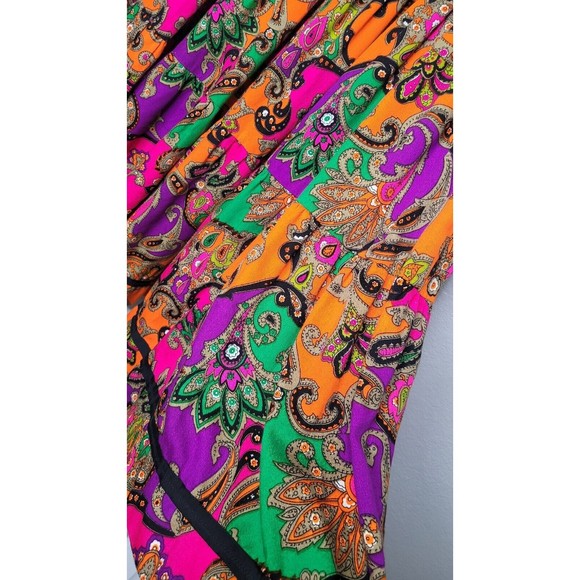 Vintage 1970's‎ Neon Paisley Knee Length Skirt Size Large Hippie Boho Festival - Picture 3 of 11